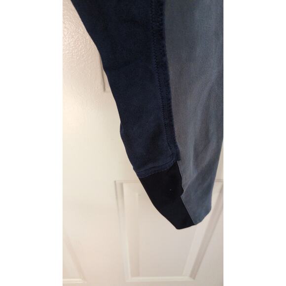 ROMFH 30R Riding Pants Gray with Blue Trim, Stain on leg - Picture 4 of 9